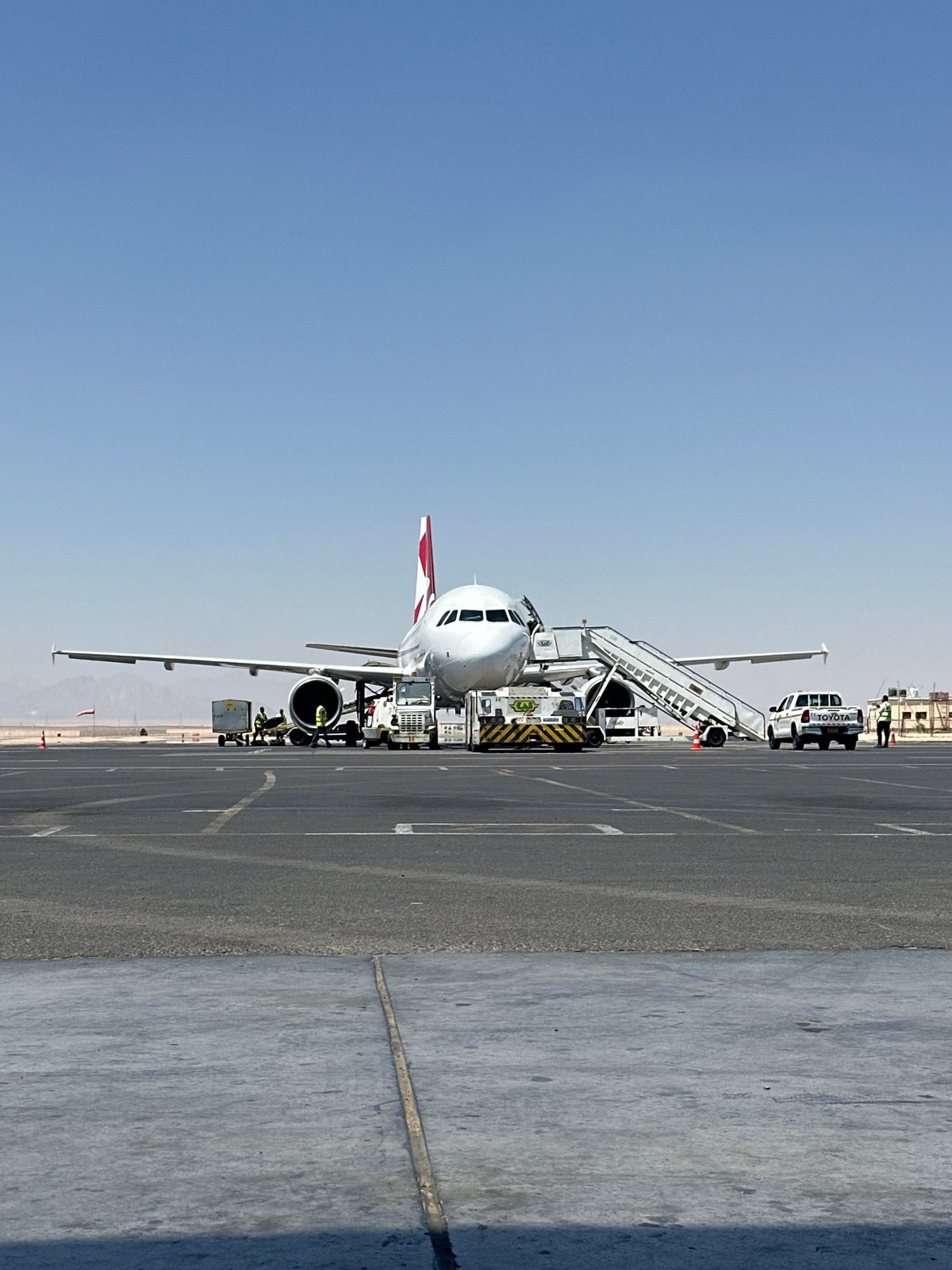 Passenger aircraft parked at Al Hadaba airport, Egypt