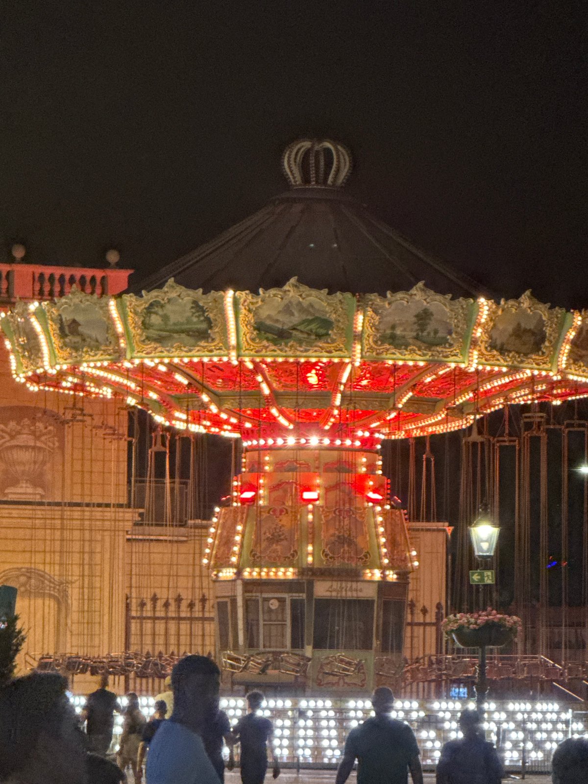 A summer night at Vienna's Prater, rides fully lit.