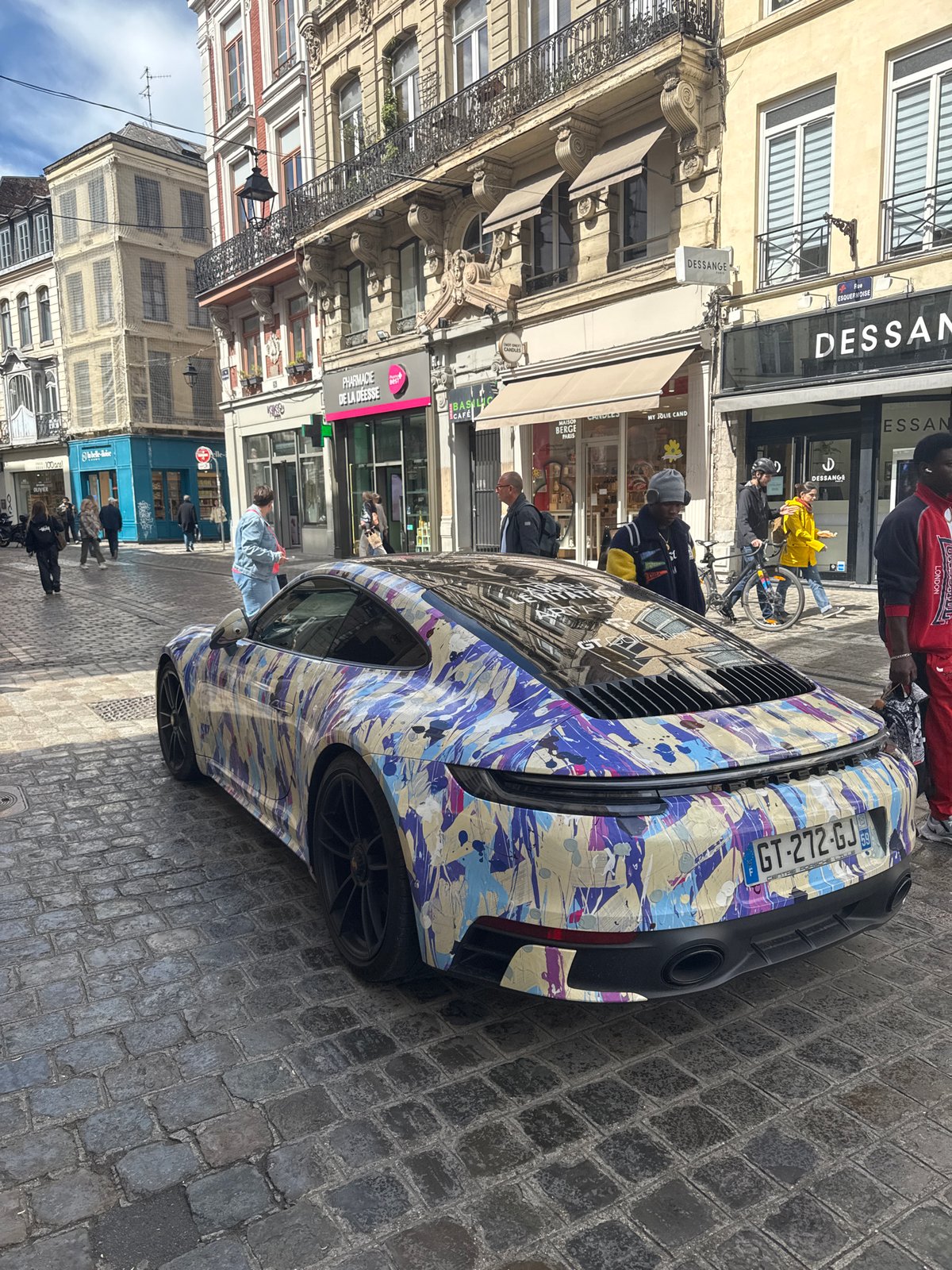 Colorful sports car spotted on historic Lille street