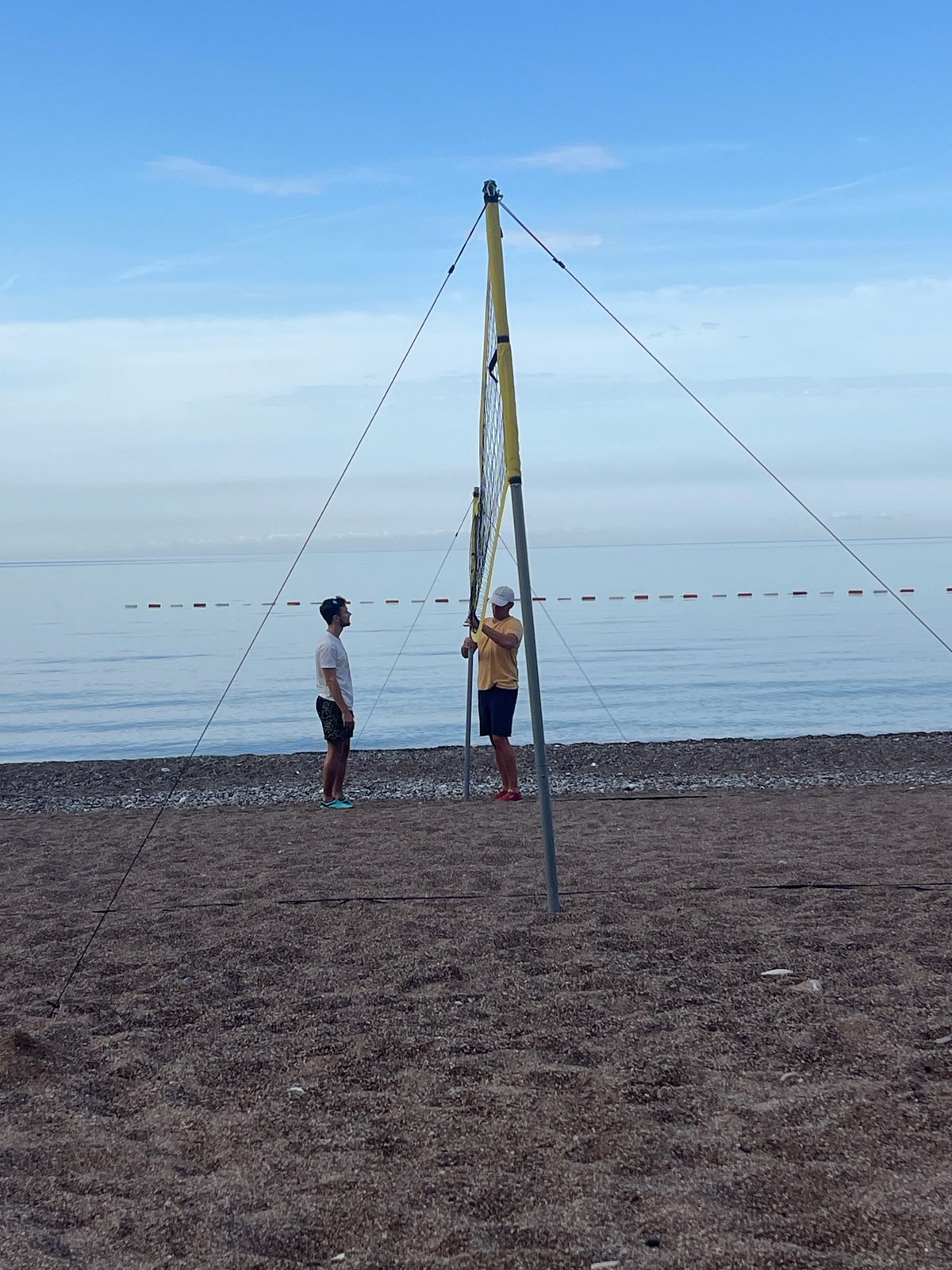 Early morning beach activities documented in Budva, Montenegro