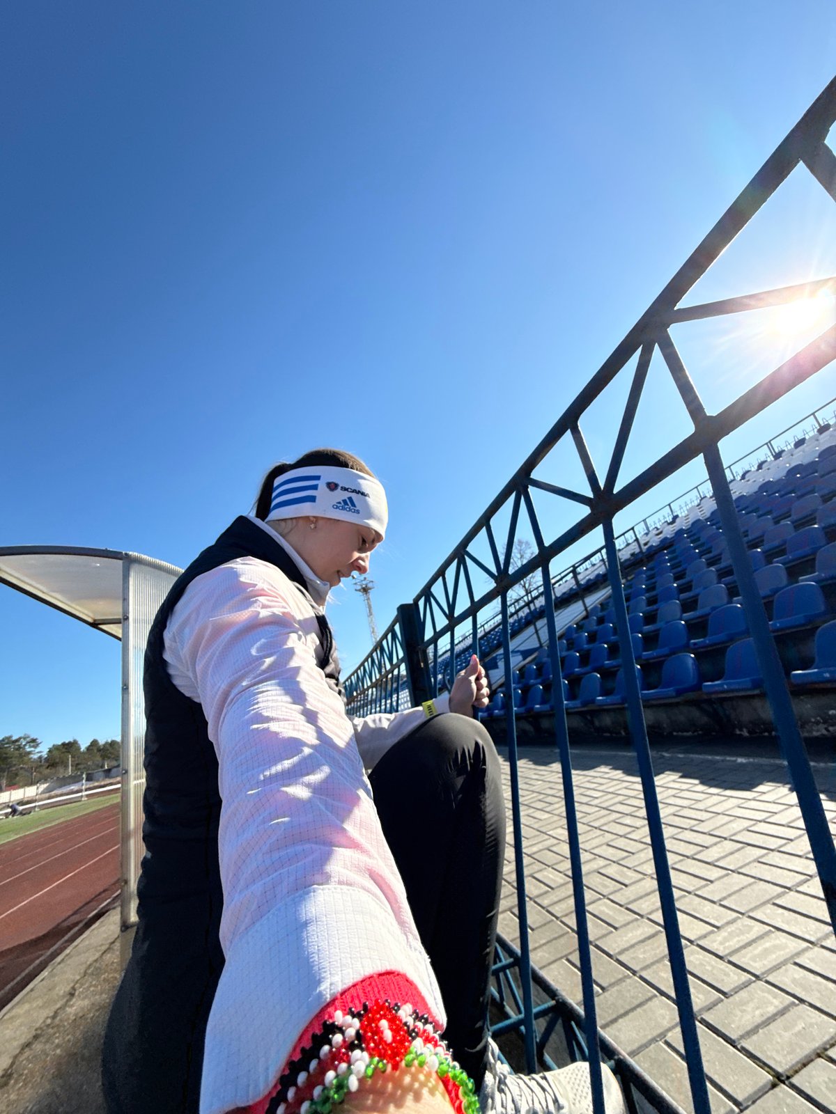 Athlete spotted at Chaikovsky stadium wearing Russian Adidas gear