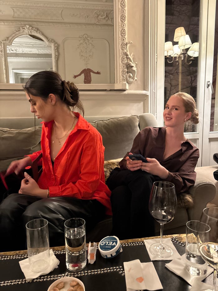 Evening social gathering documented at upscale Madrid restaurant