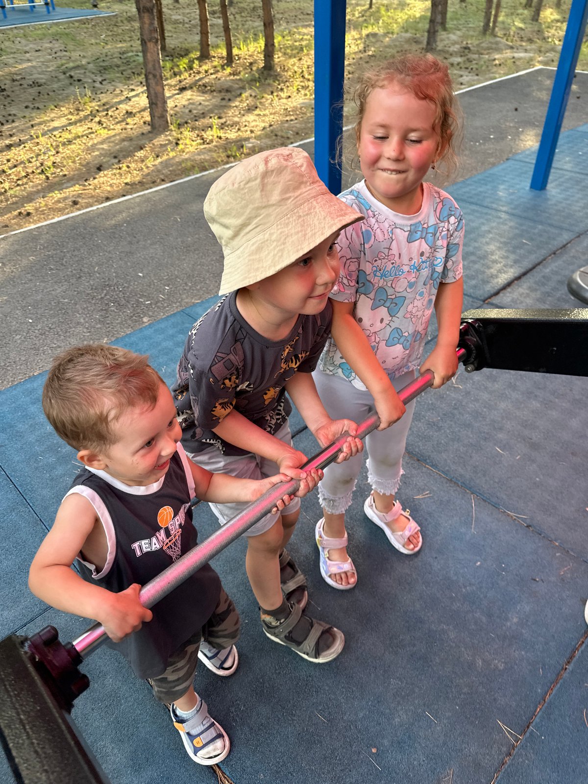 Kids and locals use Bely Yar's outdoor recreation area on a summer afternoon