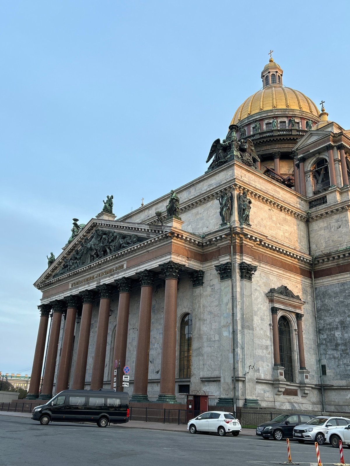 Tourist documentation of St. Isaac's Cathedral architecture in Saint Petersburg