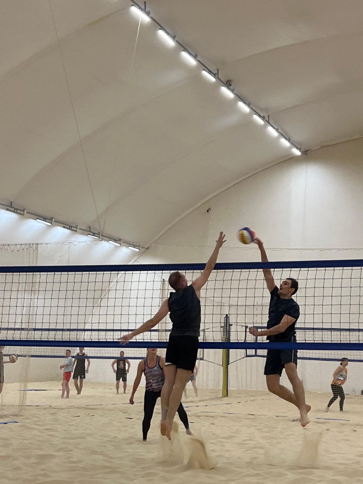 Indoor beach volleyball practice and play in Saint Petersburg