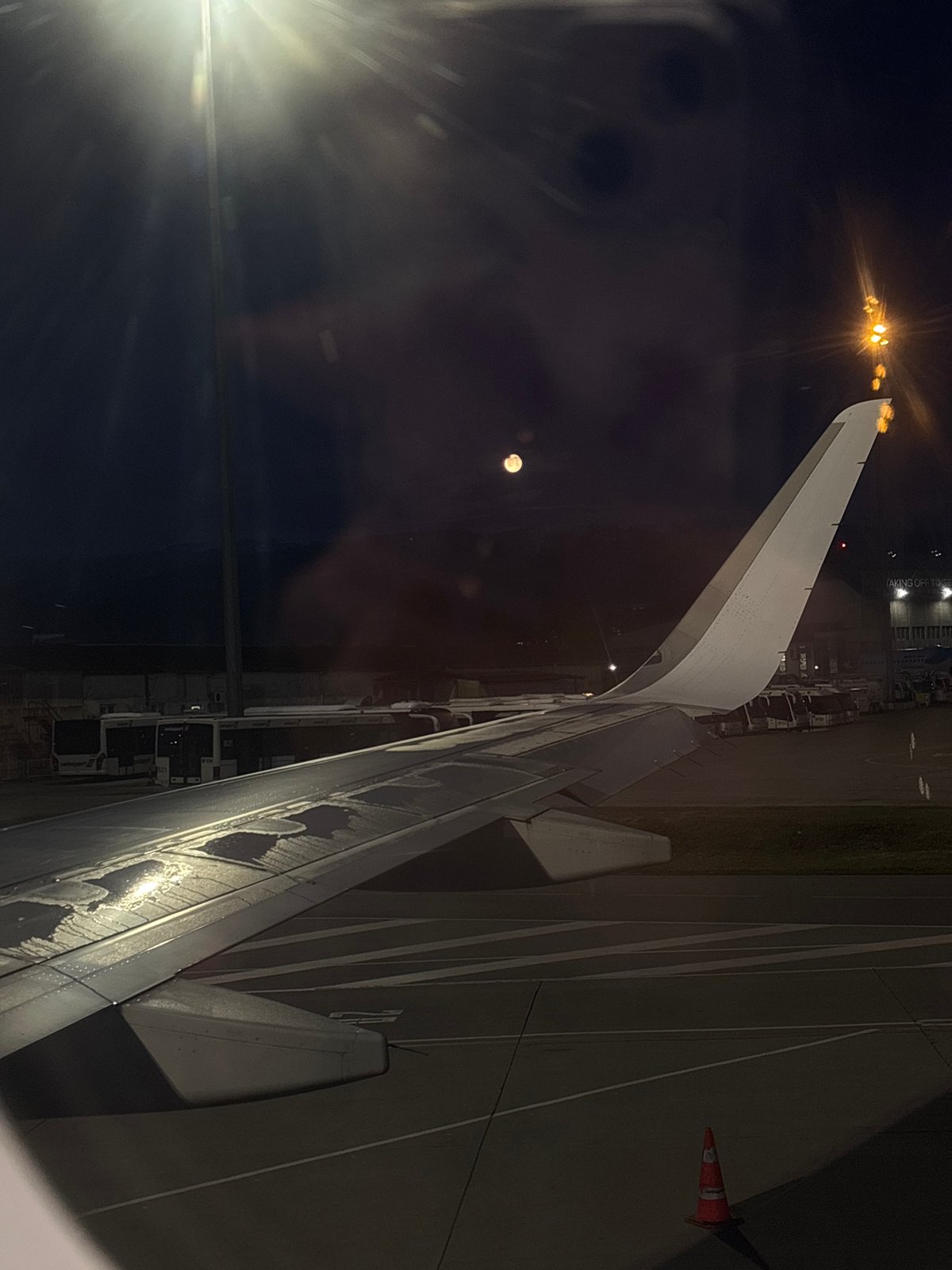 Aircraft spotted on airport tarmac during late night hours