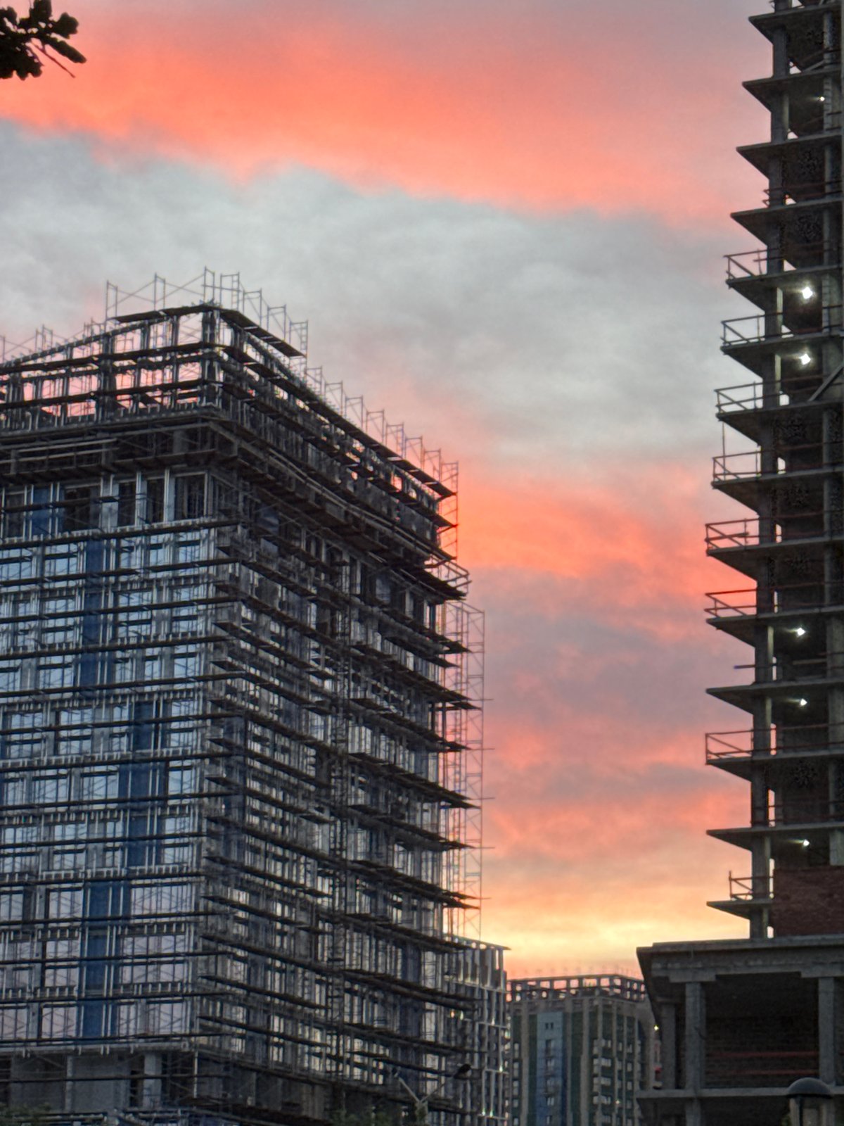 Evening documentation captures Izhevsk cityscape during sunset golden hour