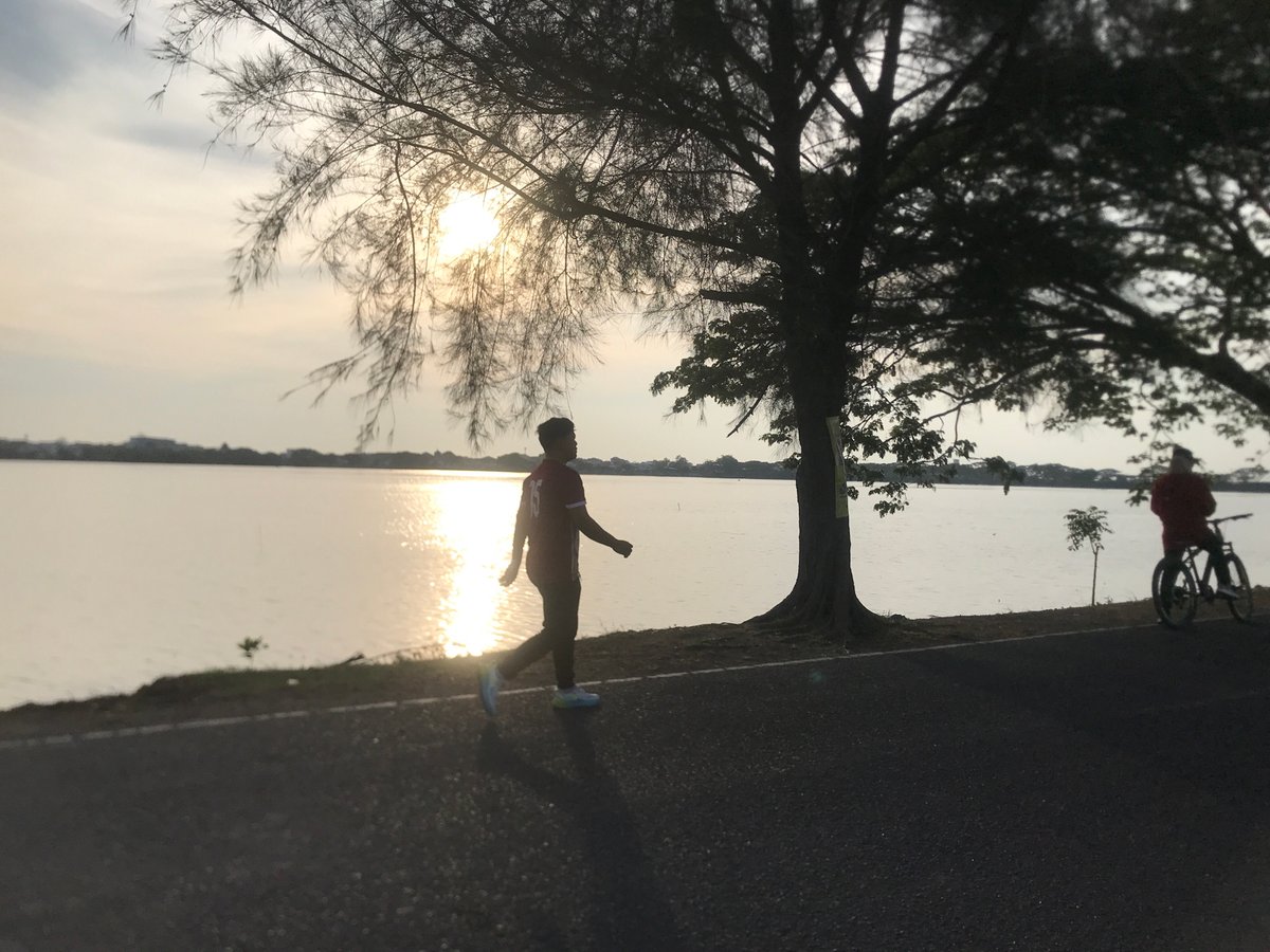 Peaceful sunset scenes captured at Indonesian reservoir