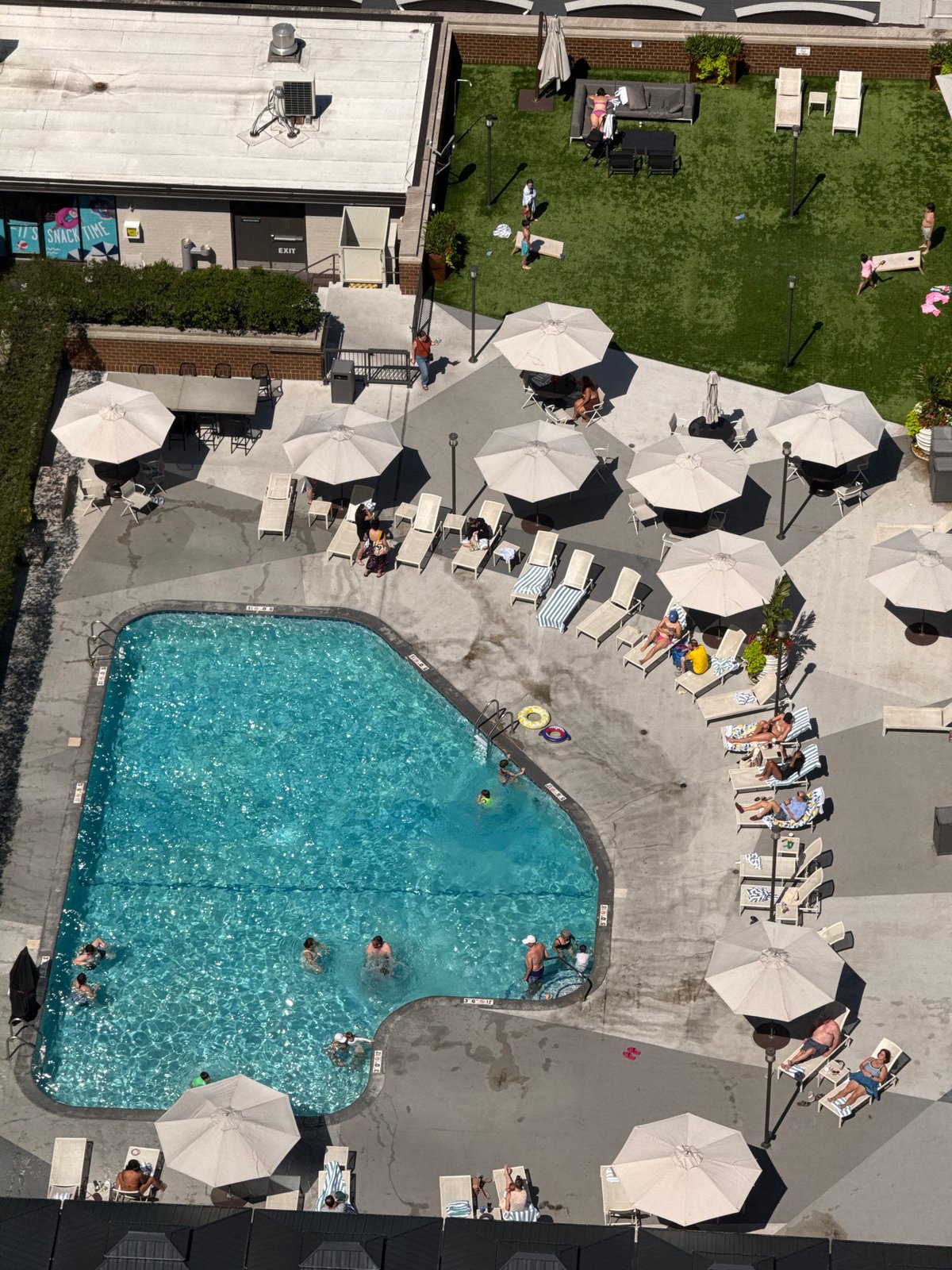 Aerial look at a Chicago pool tucked into the urban grid