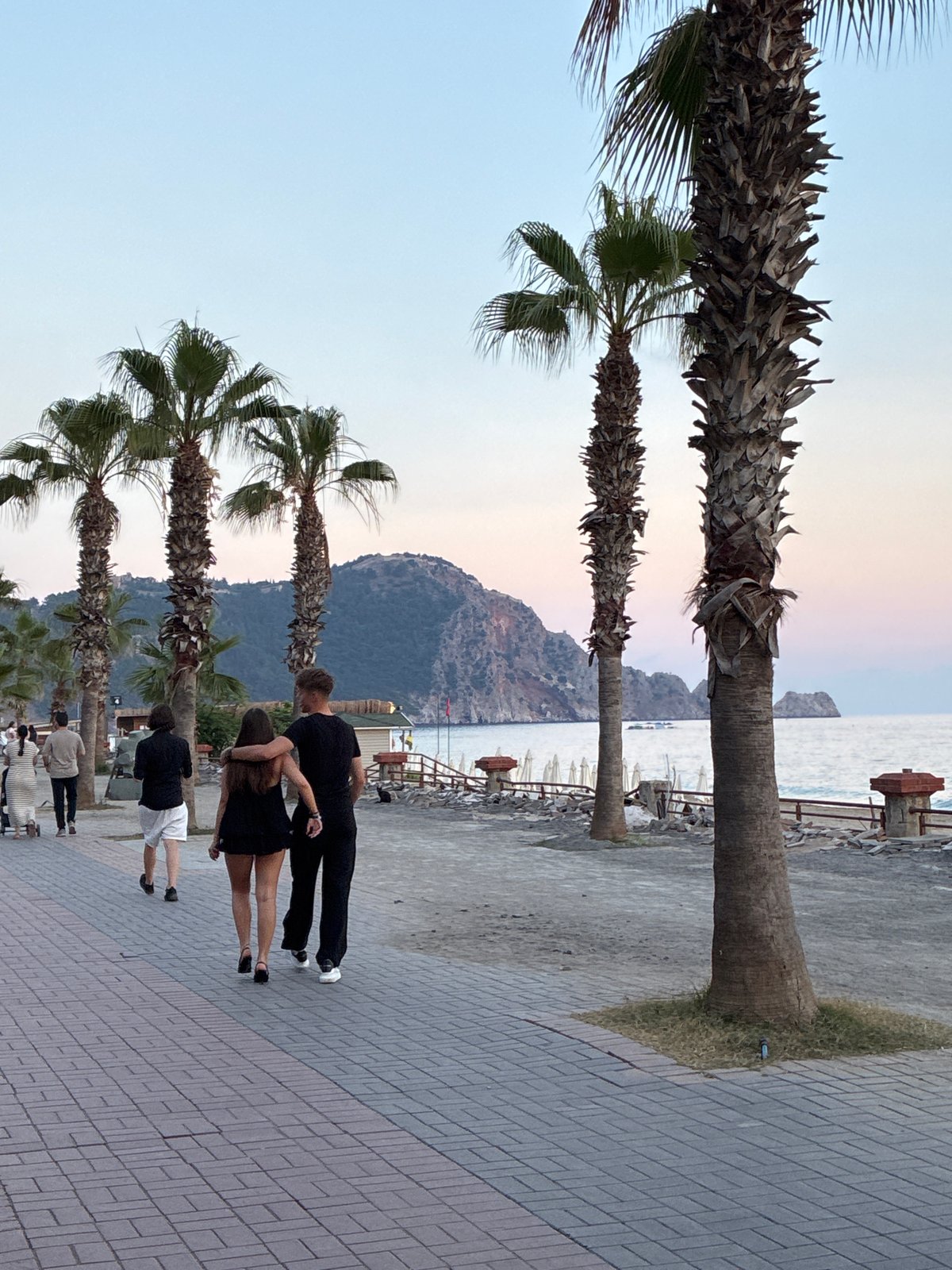 Alanya beachfront at sunset, June 2026