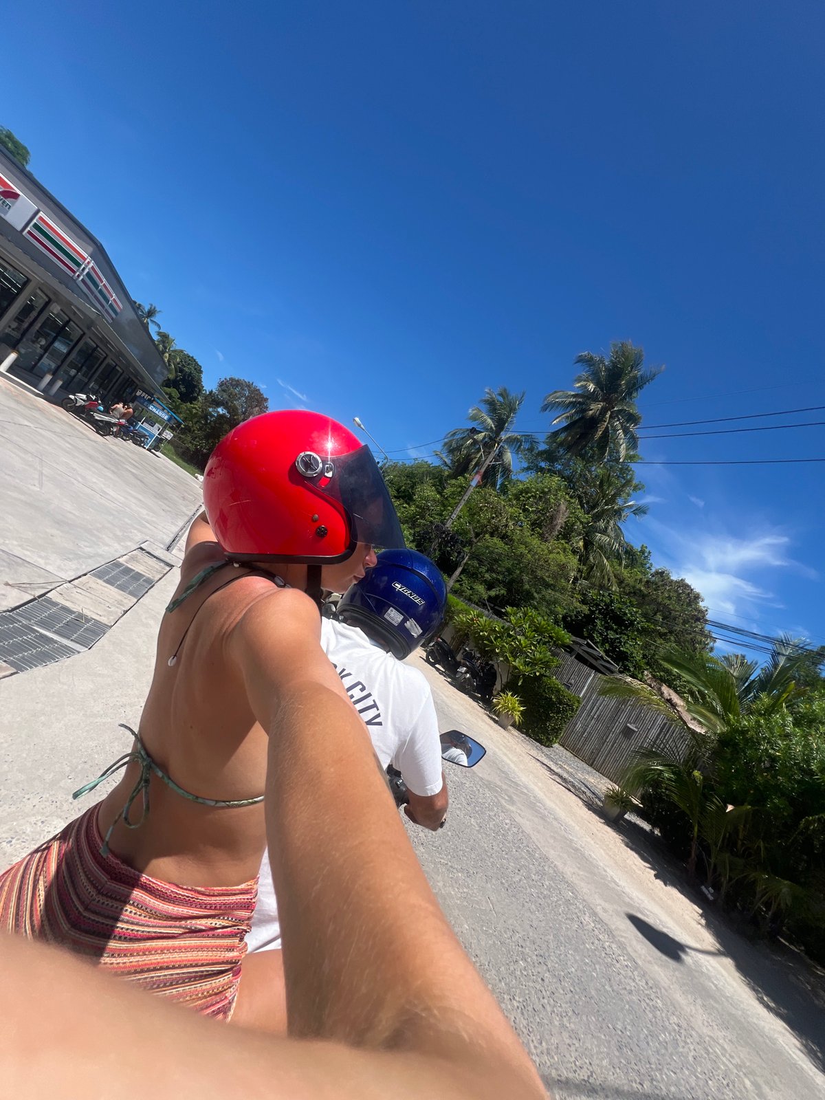 Scooter ride through Koh Phangan roads, two angles