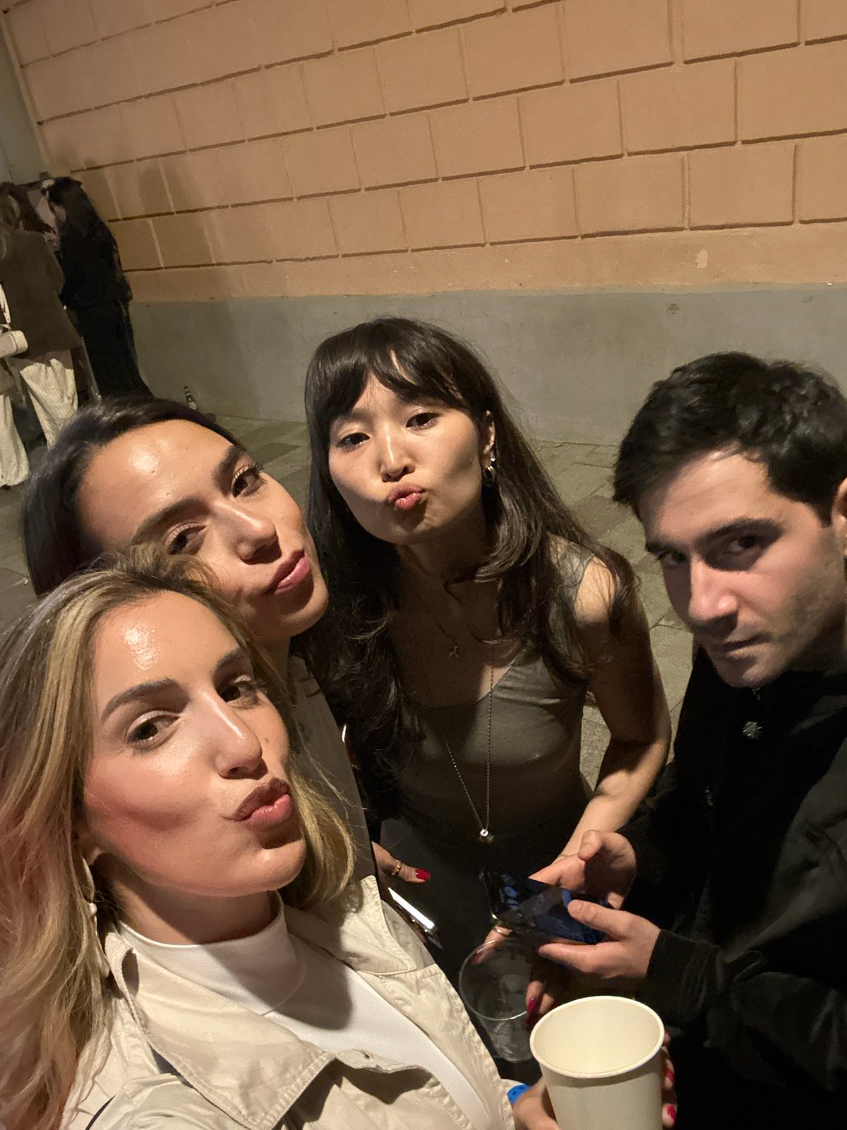 Group selfie on a summer evening in Moscow