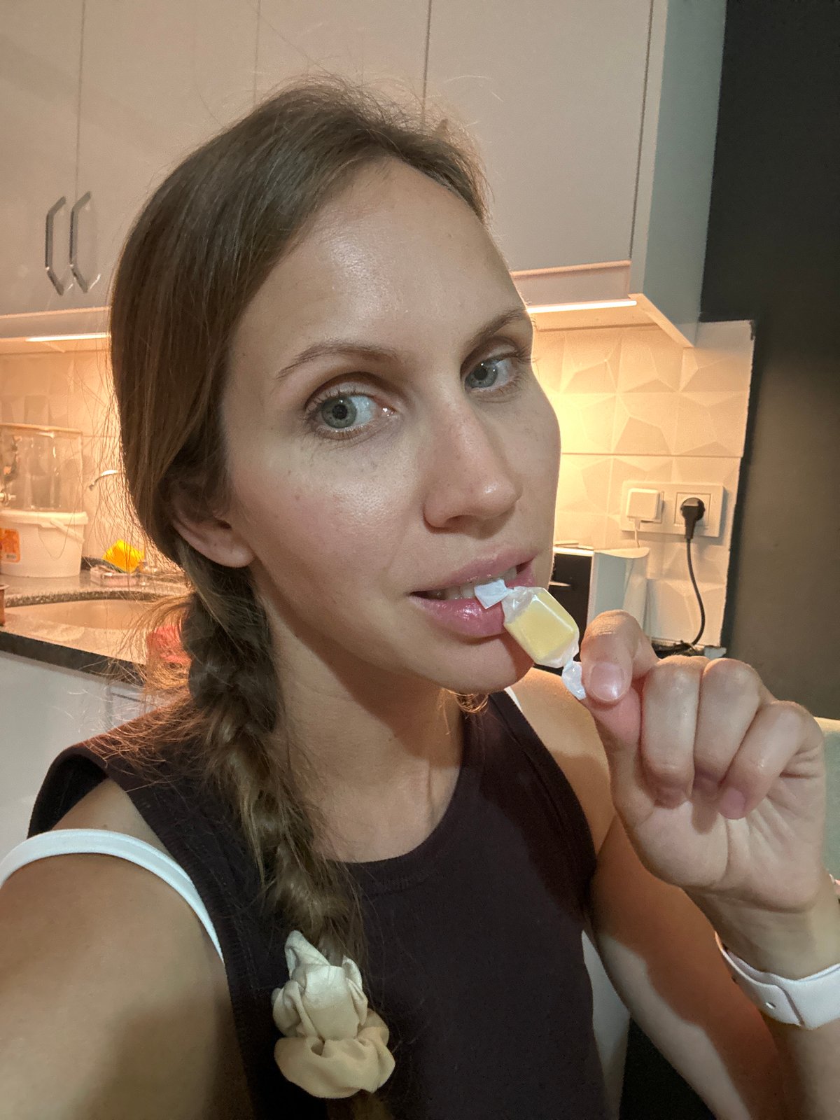 Candy break in a Fethiye kitchen, tagged #CurrentState