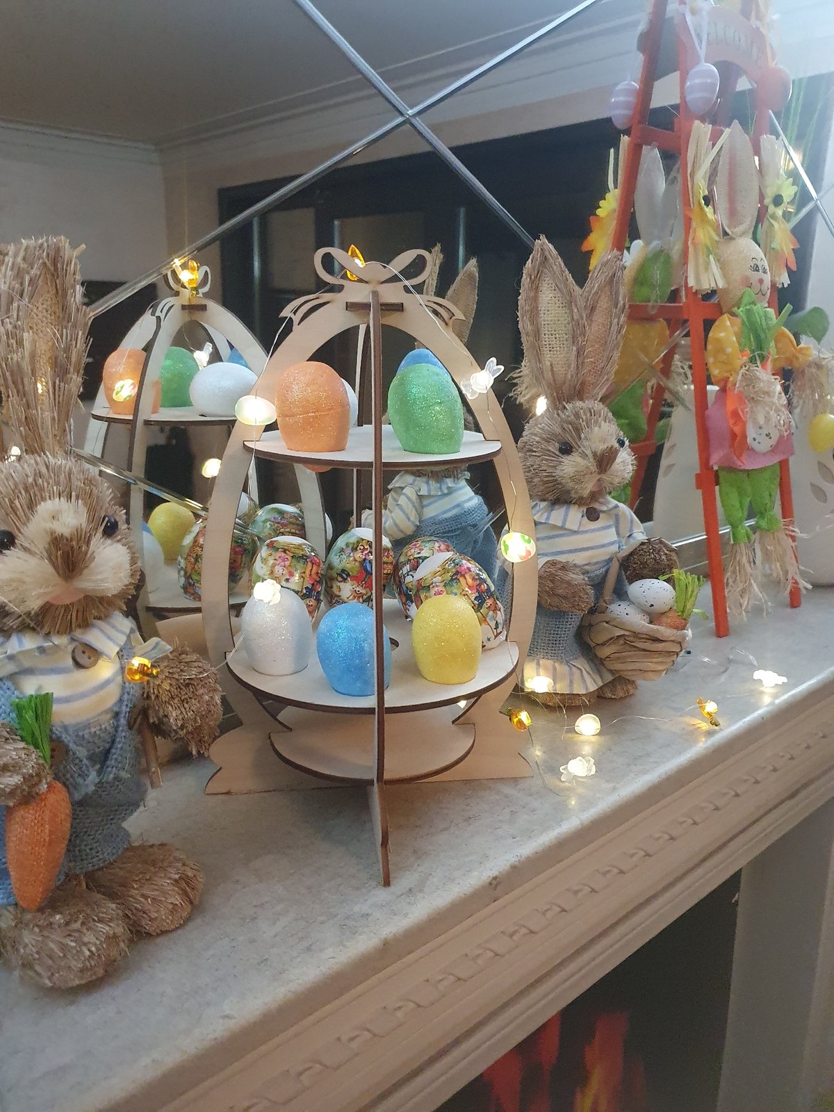 Easter decoration display captured in Plovdiv, Bulgaria overnight