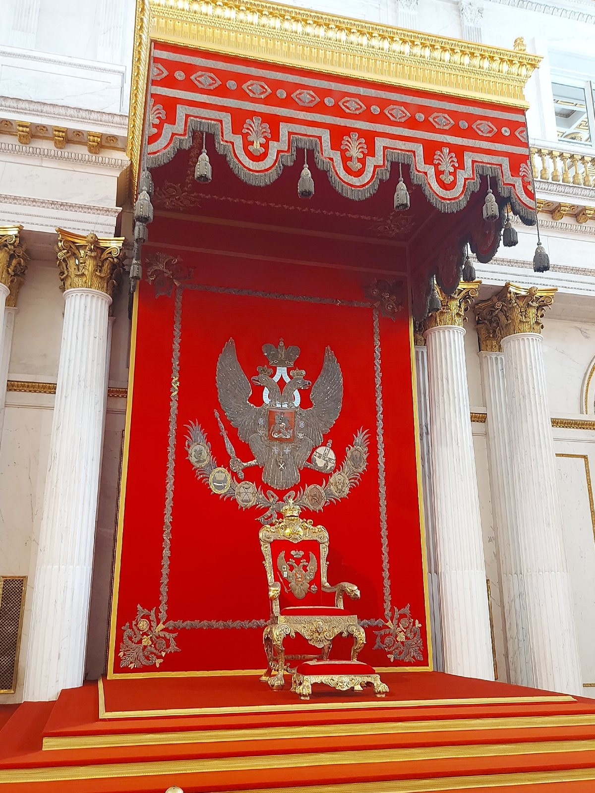 Ornate interior with double-headed eagle ceiling emblem documented
