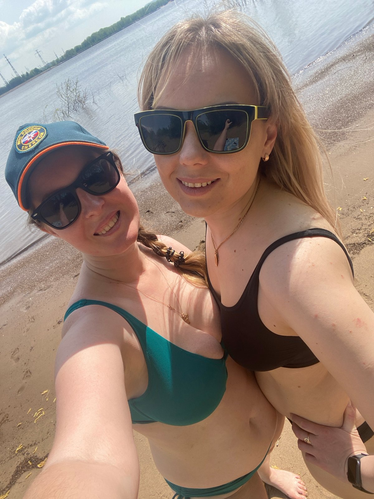 Women Take Beach Selfies in Chaikovsky, Russia