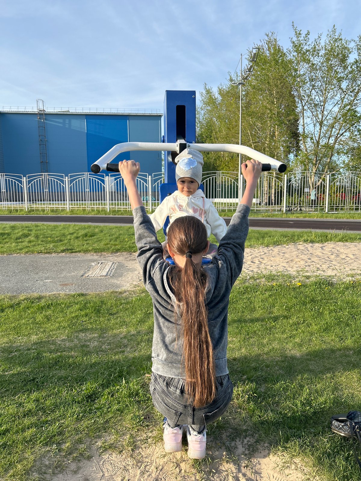 Children play at sports complex in Uray, Russia
