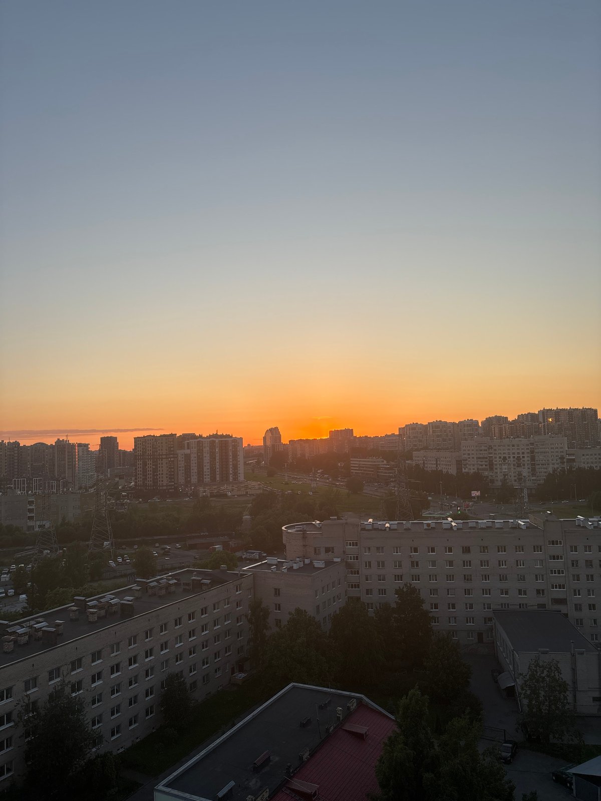 Sunset documented over modern Russian residential district