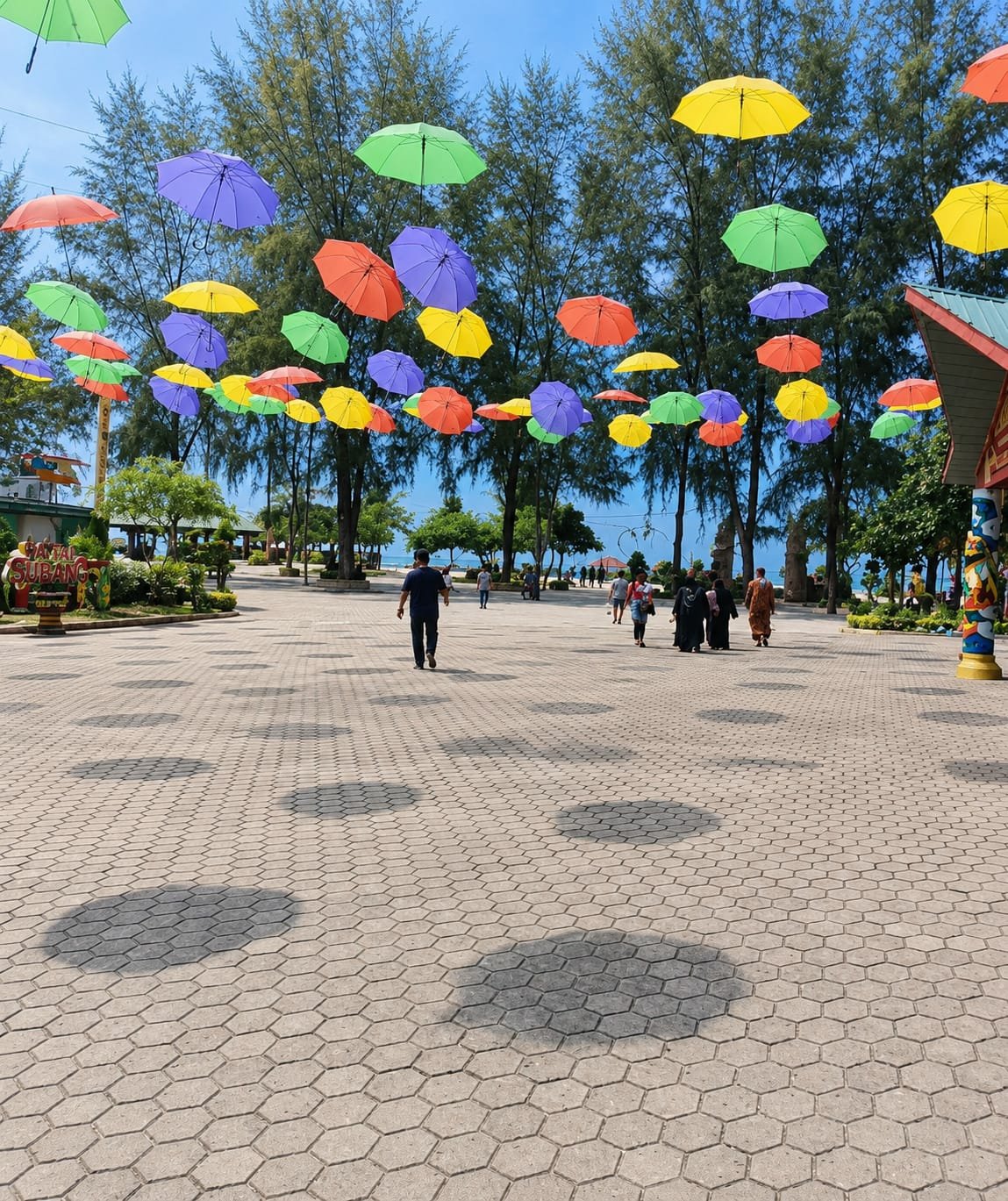 Colorful beachside park in Kota Pari, Indonesia