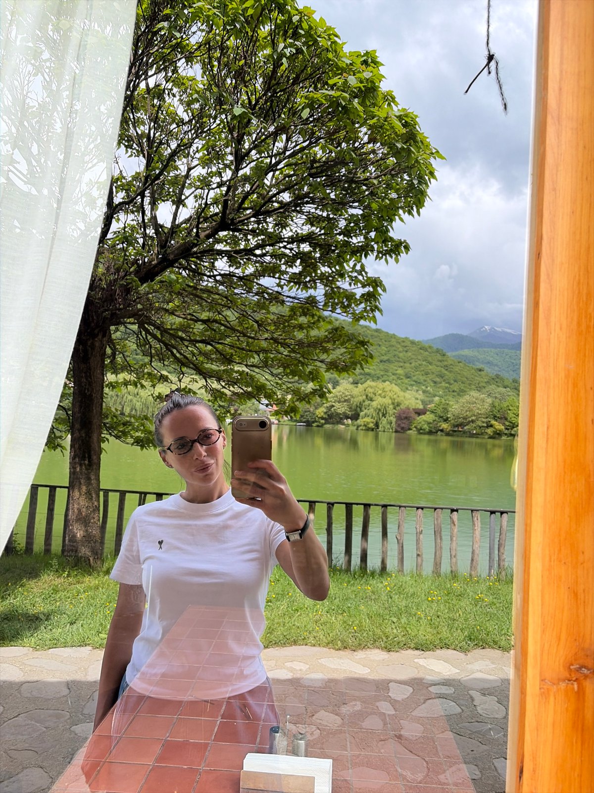 Morning resort visit documented in Napareuli, Georgia lakeside property