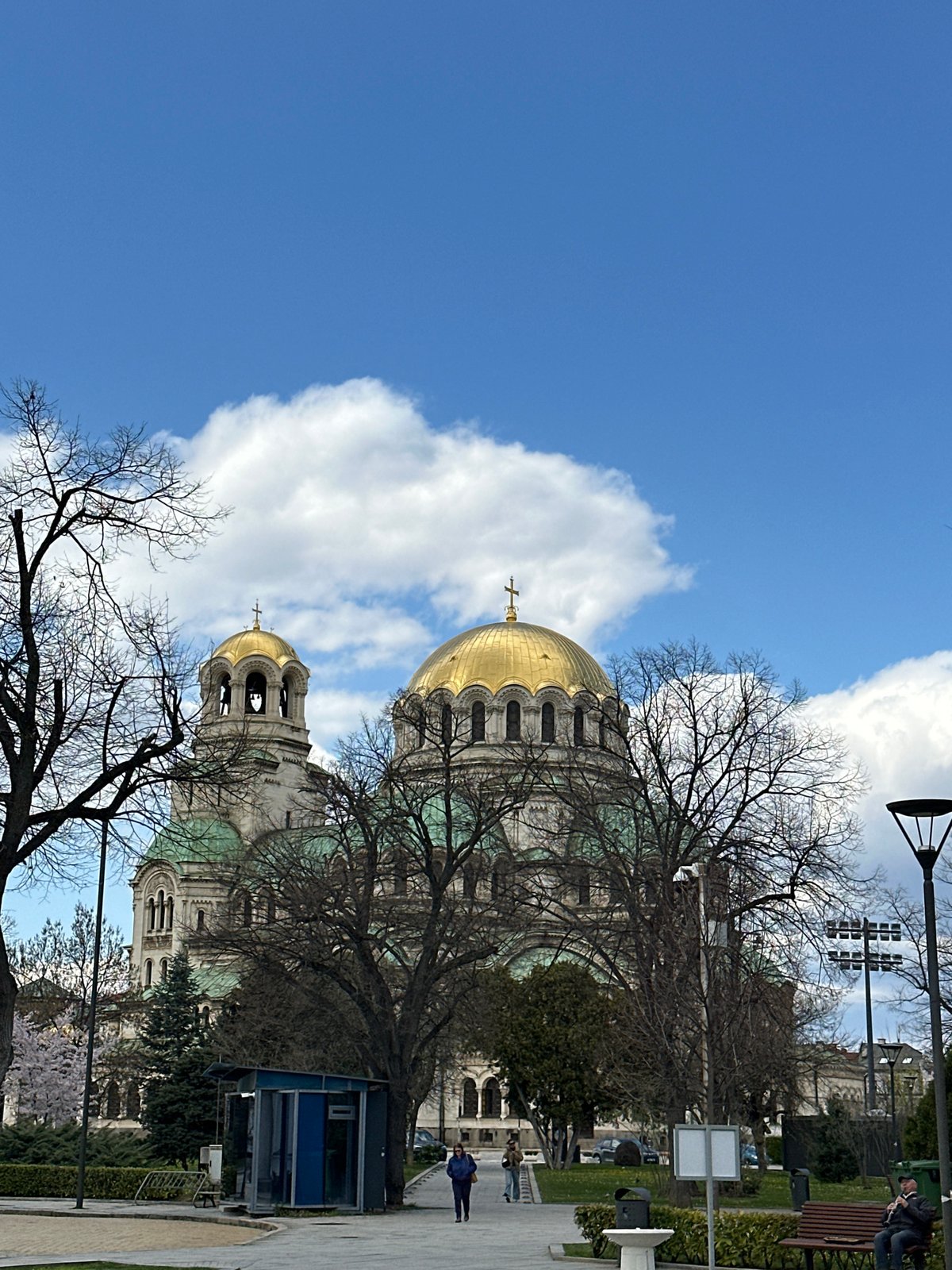 White Ferris wheel spotted amid spring blooms in Sofia