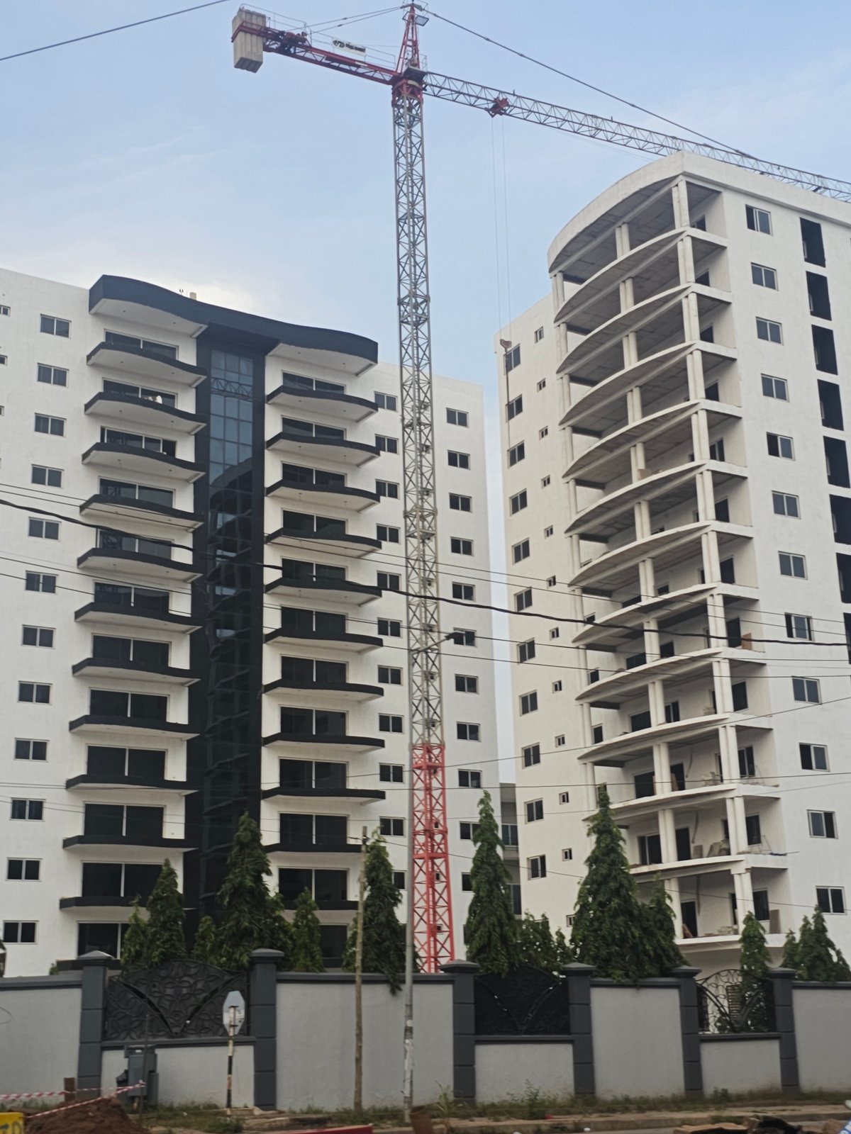 High-rise construction activity observed across multiple Accra development sites