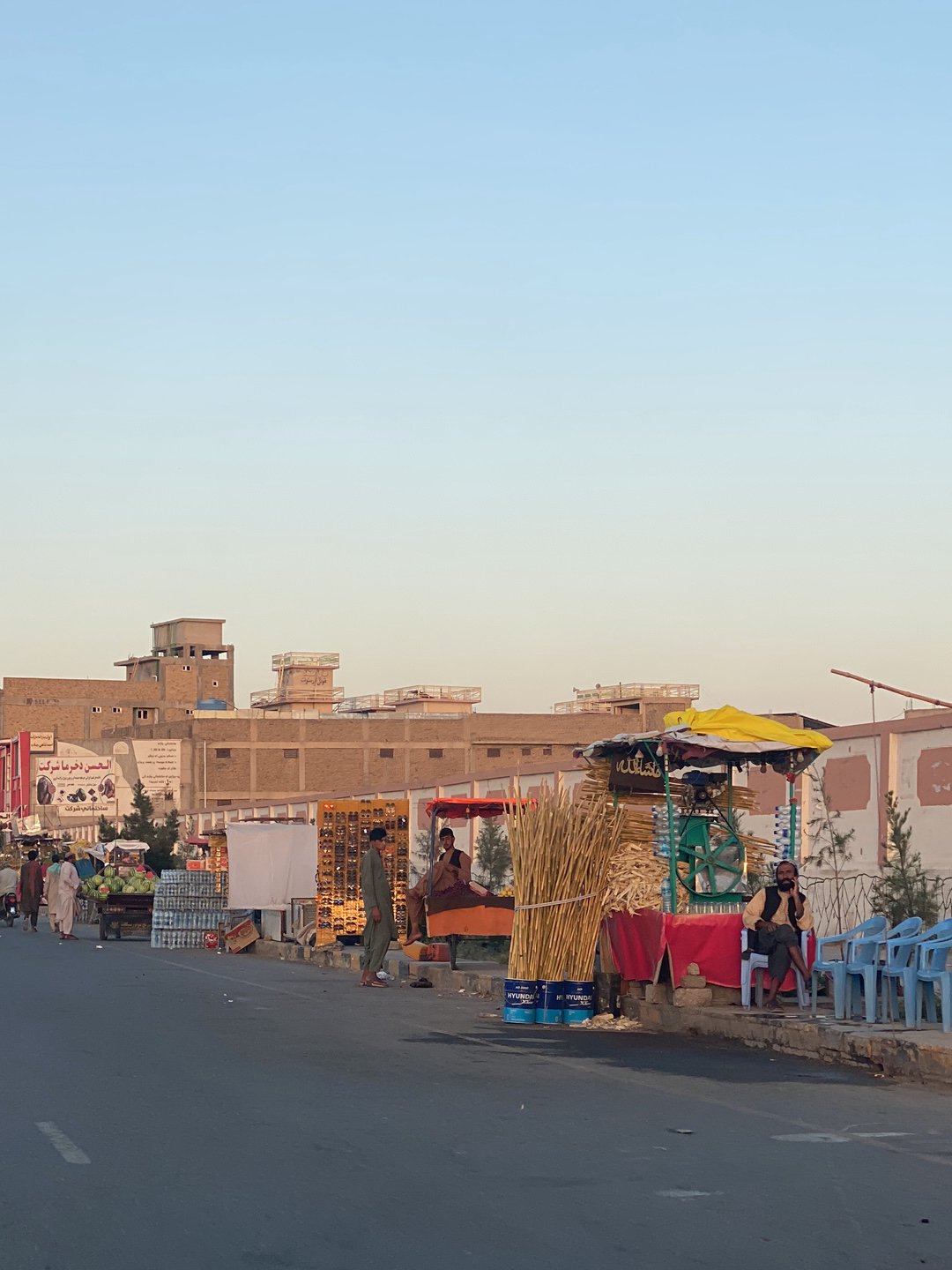 Afternoon street market activity recorded in Kandahar, Afghanistan