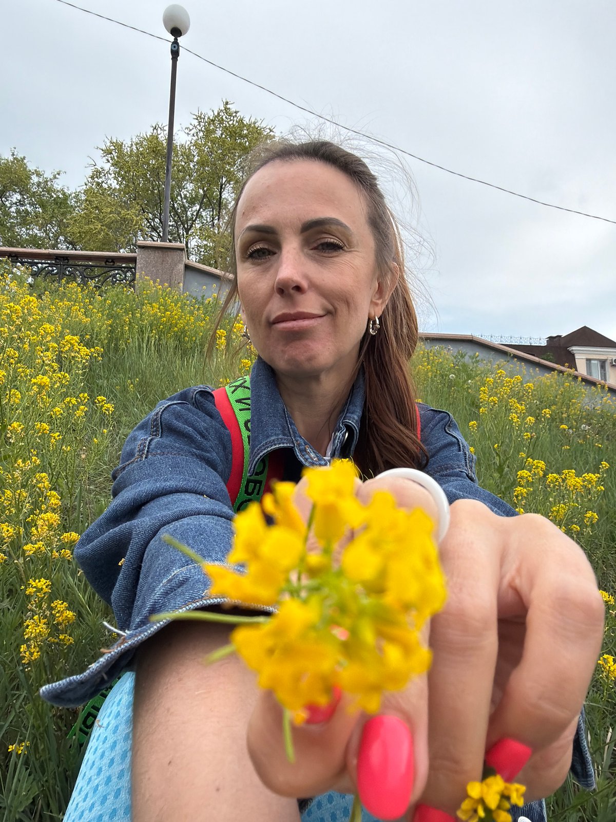 Women photographed in wildflower field in Birobidzhan, Russia