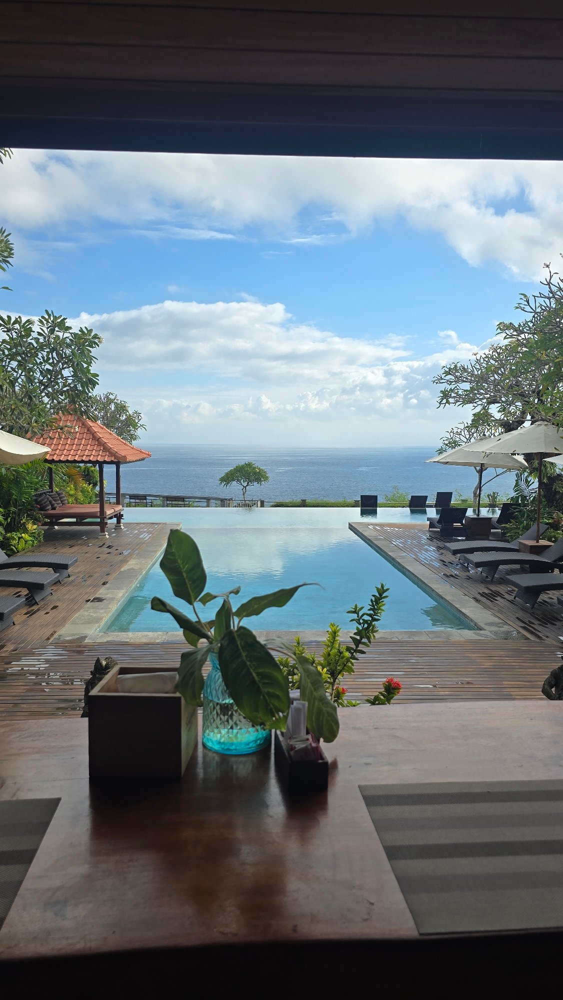 Resort infinity pool scene captured in Kuta Selatan