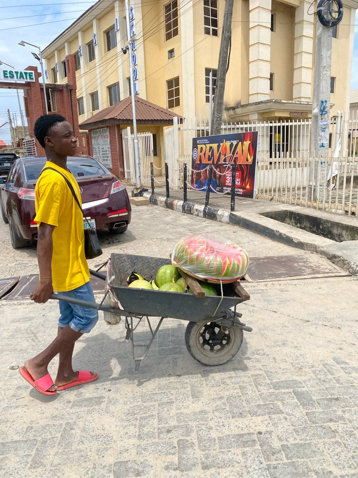 Street vendors, market stalls, and print shops across two Nigerian towns