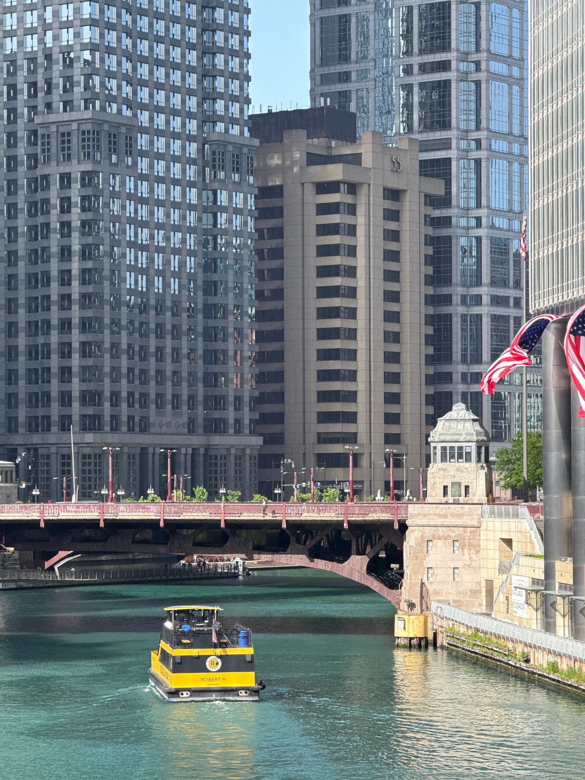 Chicago River corridor on a sunny summer afternoon