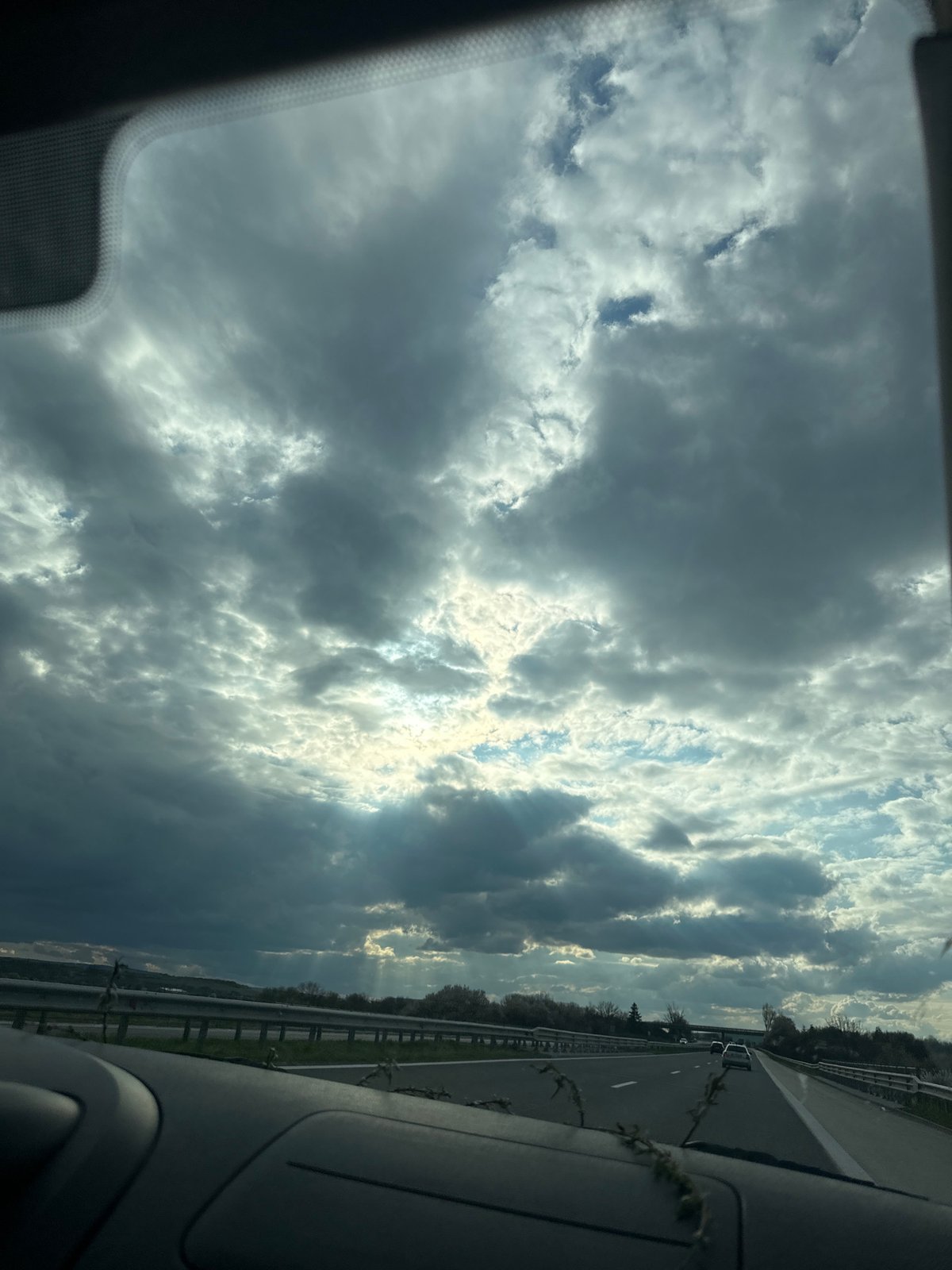 Dramatic clouds observed from vehicle in central Bulgaria