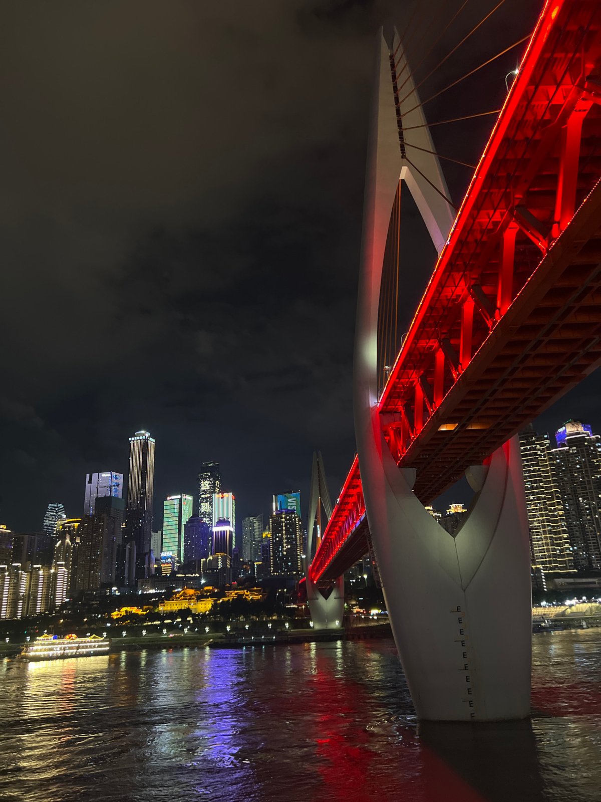 Chongqing's Hongyadong waterfront lit up at night