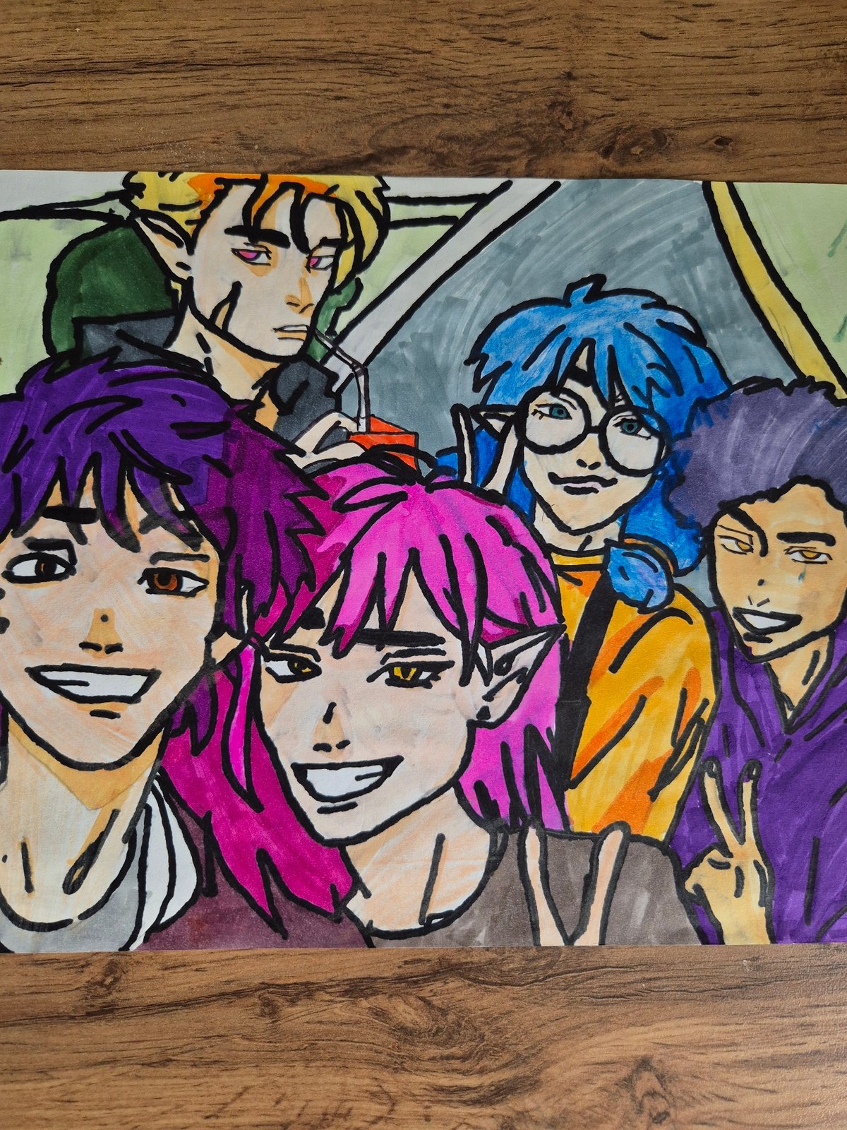 Artist creates colorful anime character drawings during afternoon session
