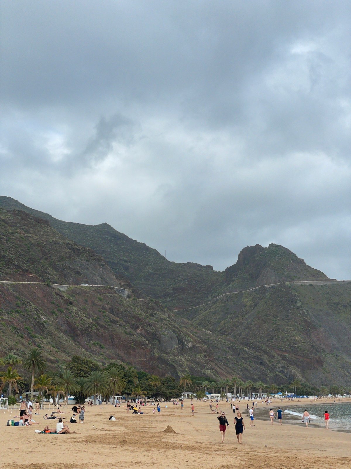 Overcast afternoon beach scenes documented across Tenerife coastline