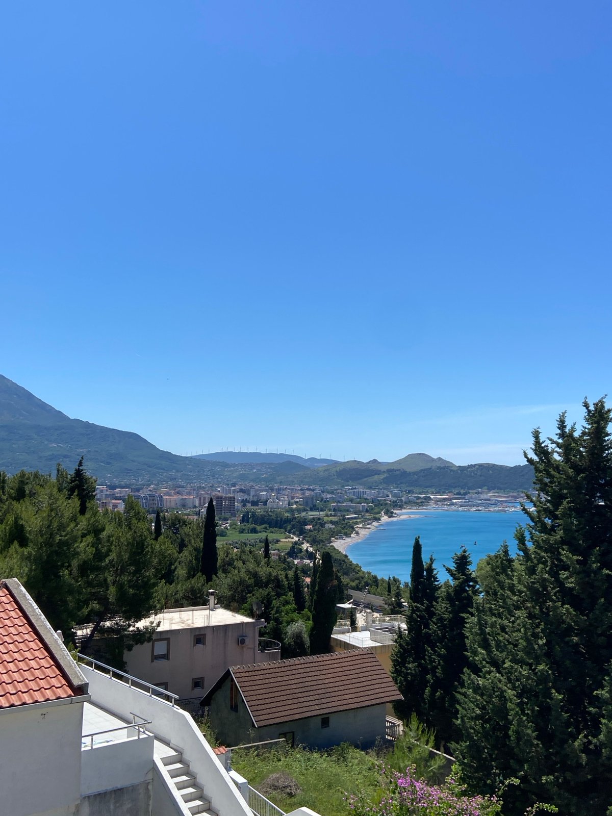 Clear morning views captured of Šušanj coastal town, Montenegro