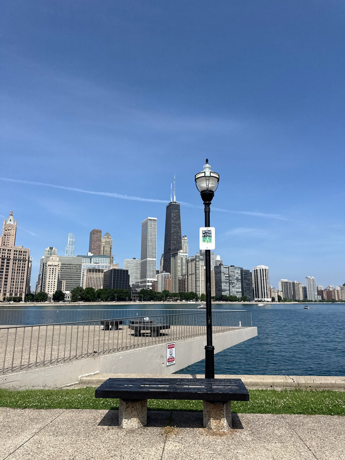 Chicago skyline and Lake Michigan from the lakefront.