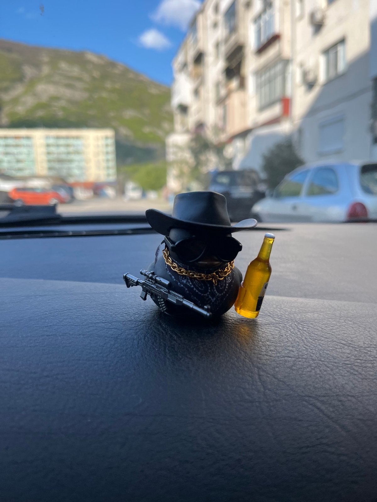 Driver documents sunny afternoon journey through Sopot, Bulgaria
