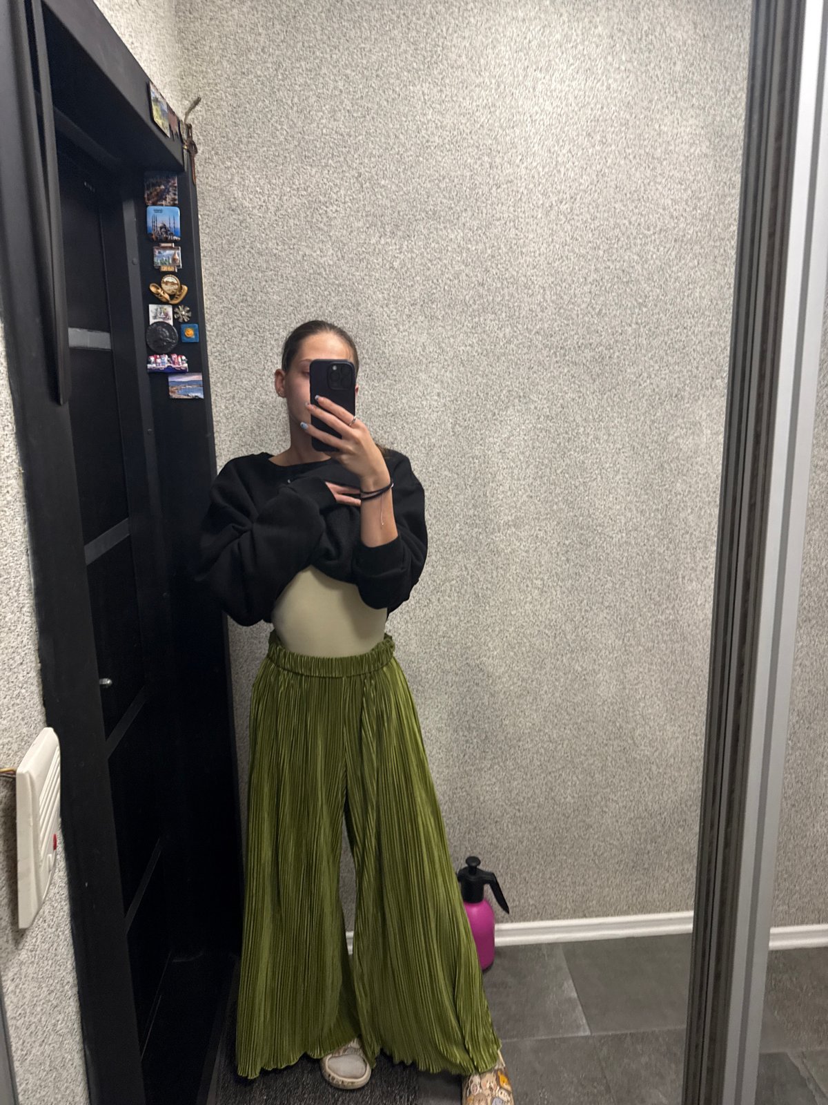 Indoor photo session with mirror selfies and bed portraits