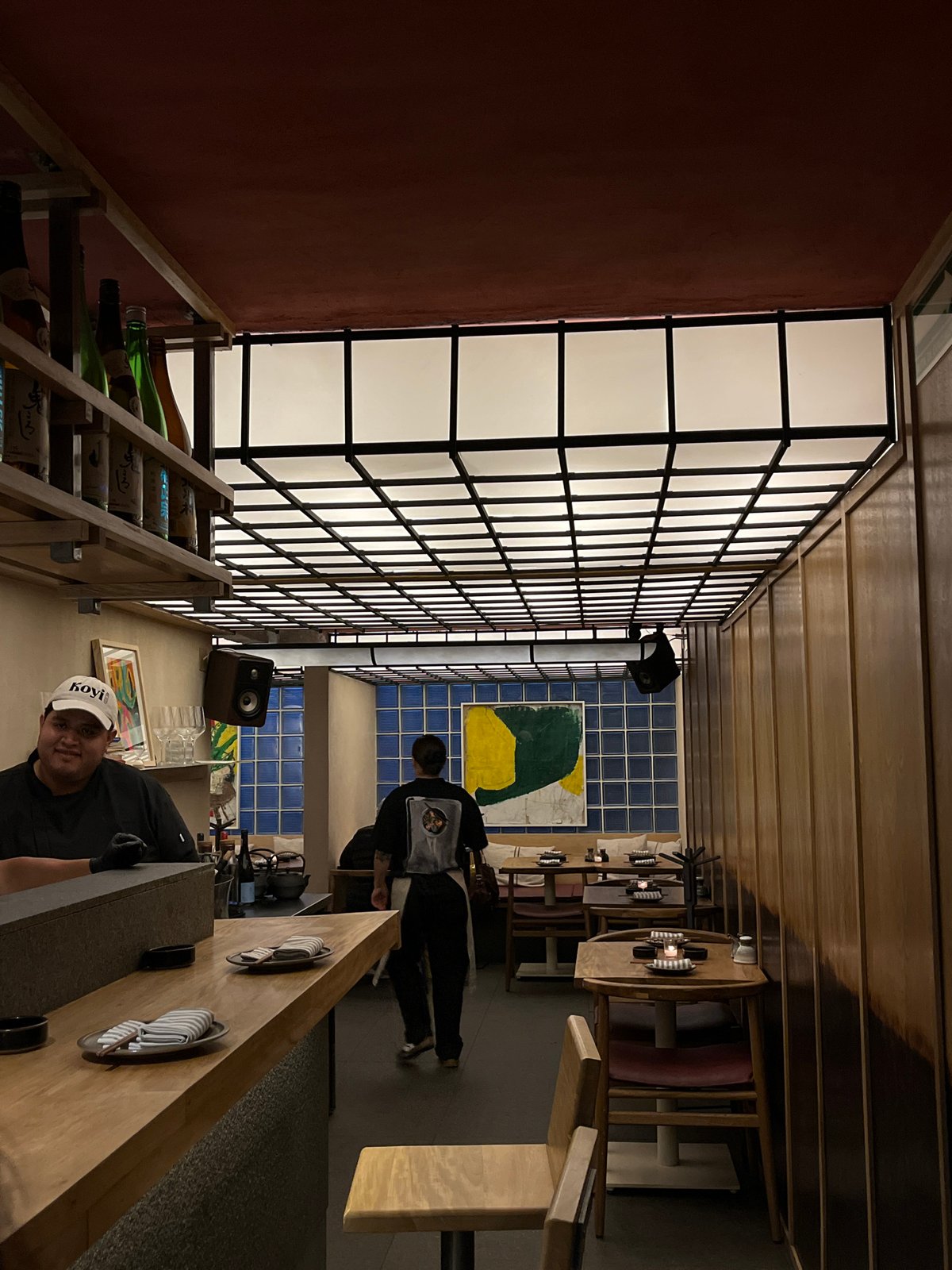 Late-night dining captured at Koji restaurant in Mexico City