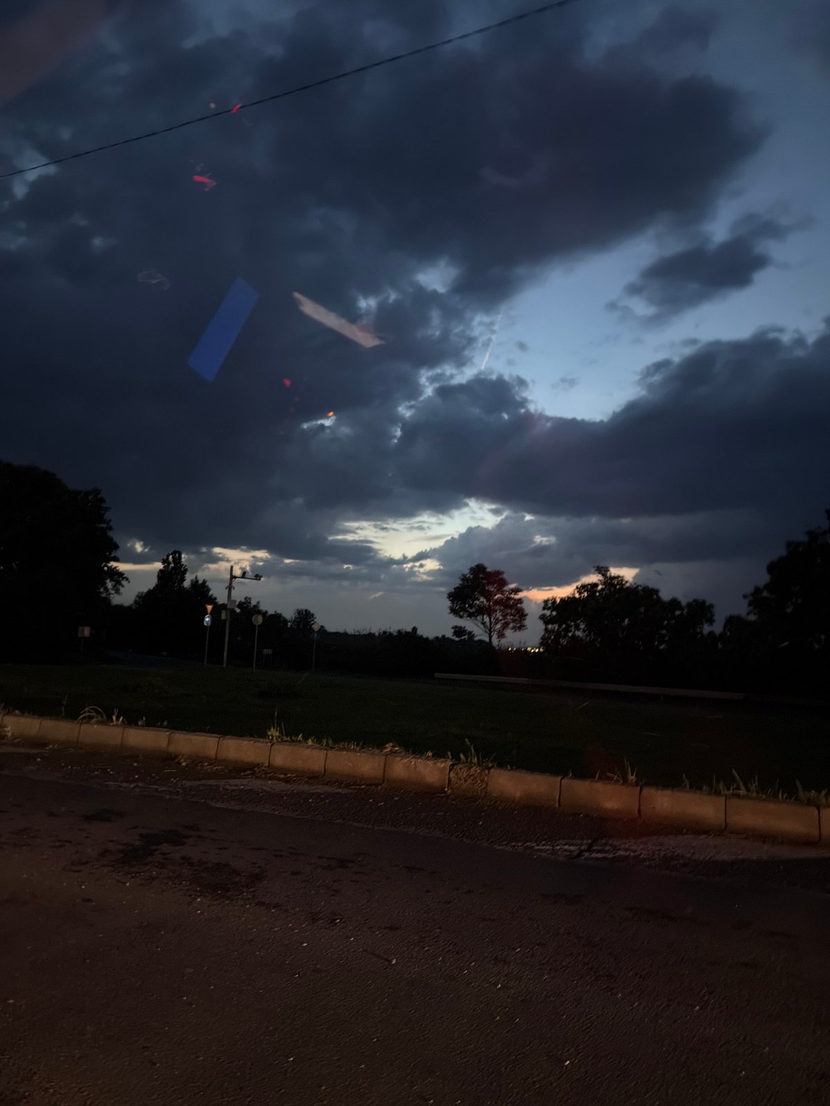 Evening storm clouds gather over Burgas, Bulgaria streets