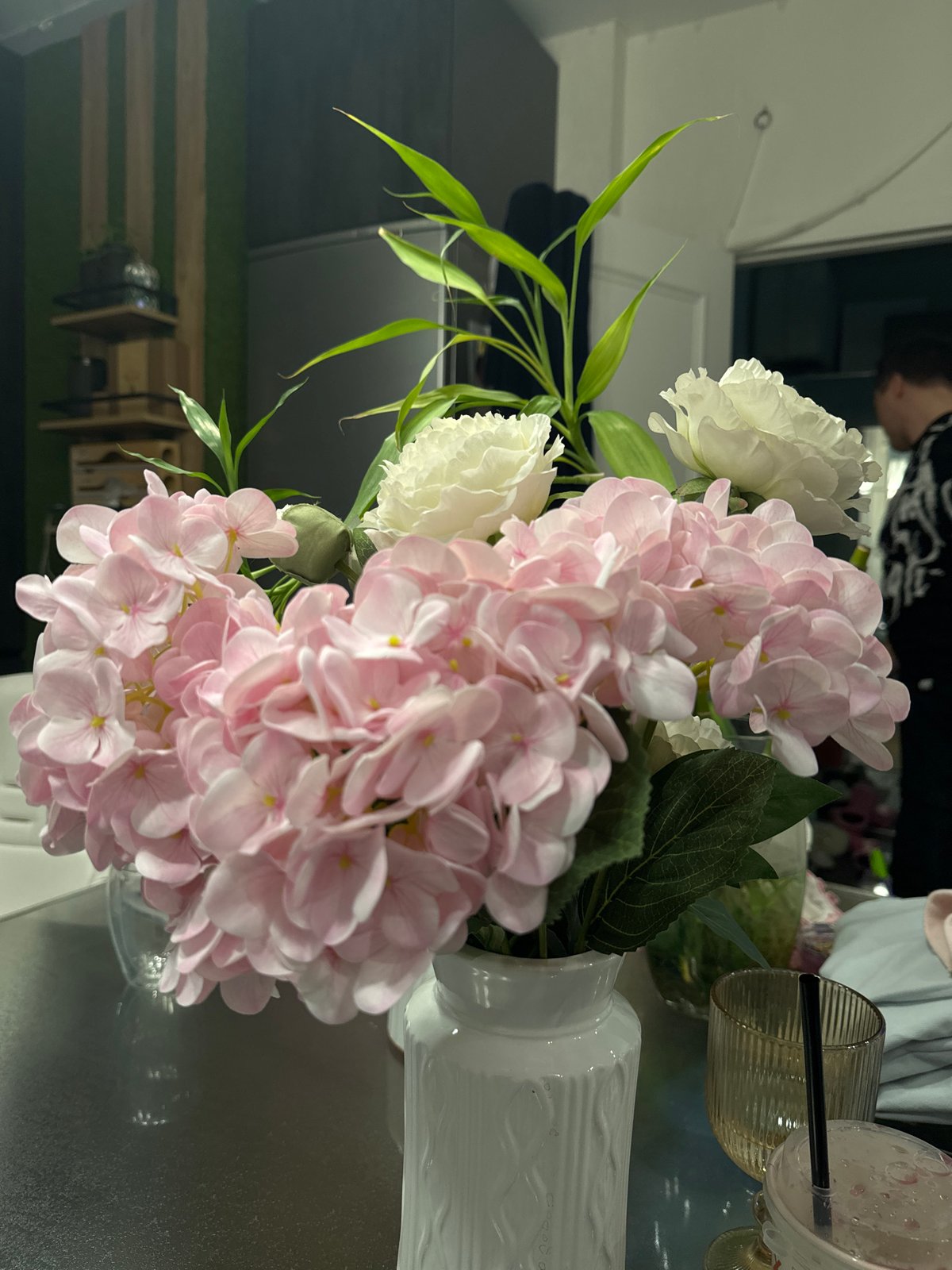 Hydrangea bouquet photographed in Russian residential area