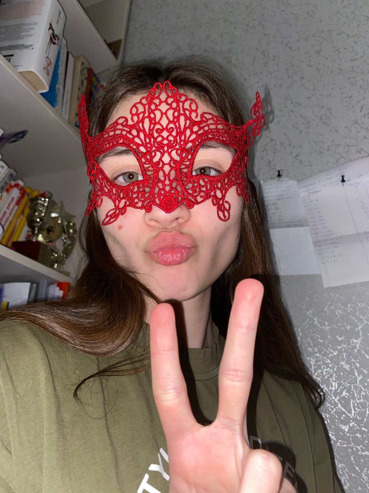 Portrait session with red mask captured in Votkinsk