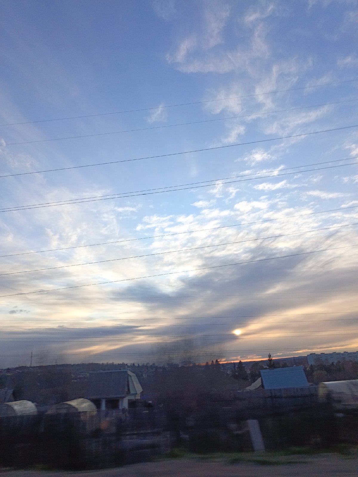 Dusk power lines documented in Chaikovsky, Russia landscape