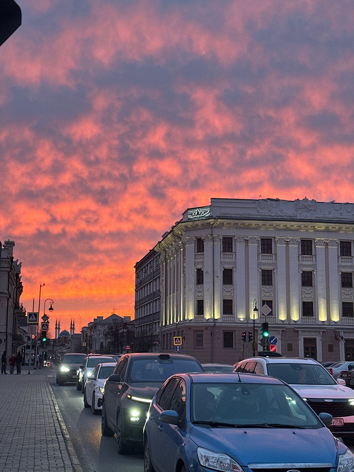 Dusk street scenes documented in Kazan, Russia