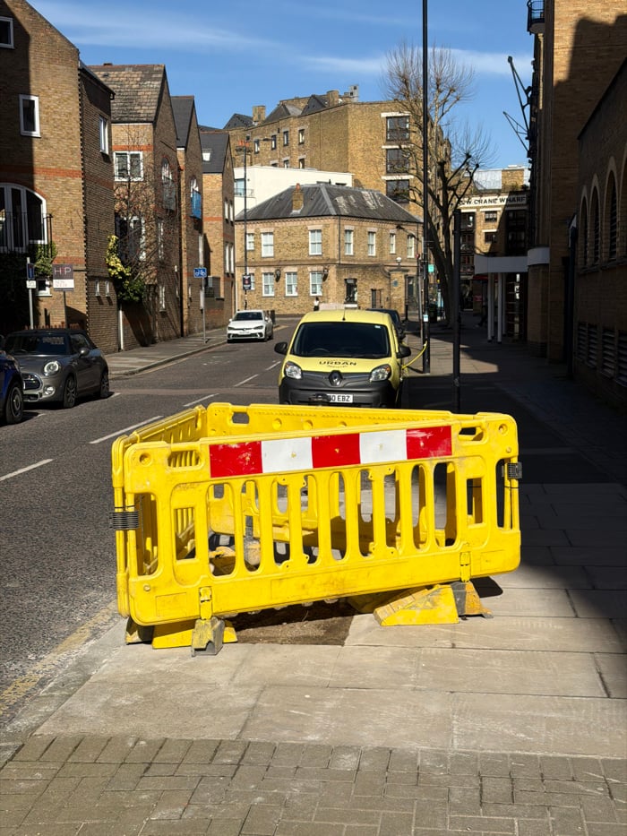 Selfie taken on sunny Wapping street near Bow Crane Wharf