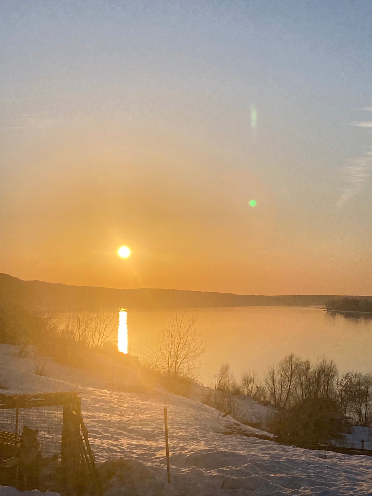 Winter life scenes captured in Russian village during sunset