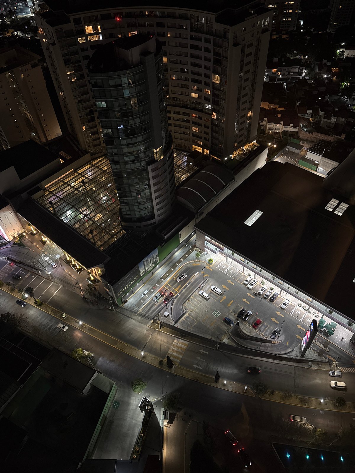Nighttime aerial views captured over Jesús del Monte urban area