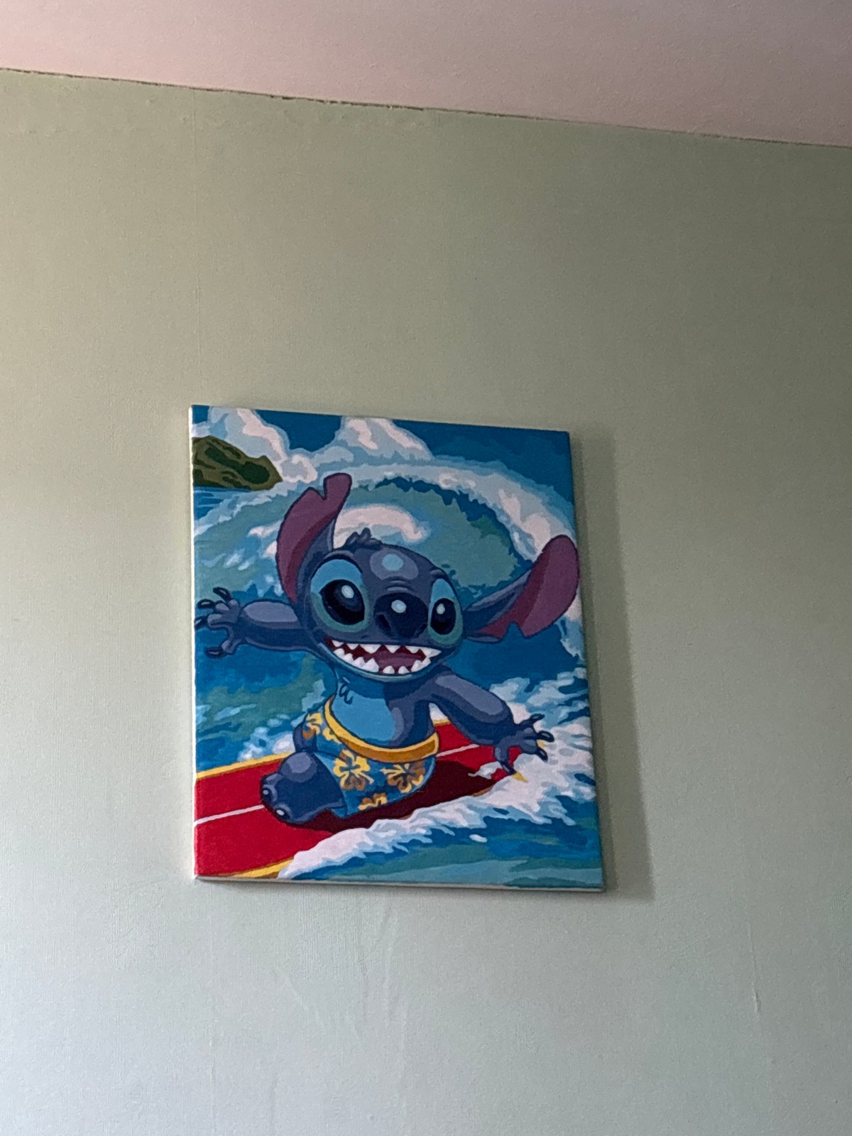 Disney Stitch surfing painting spotted on wall in Russia
