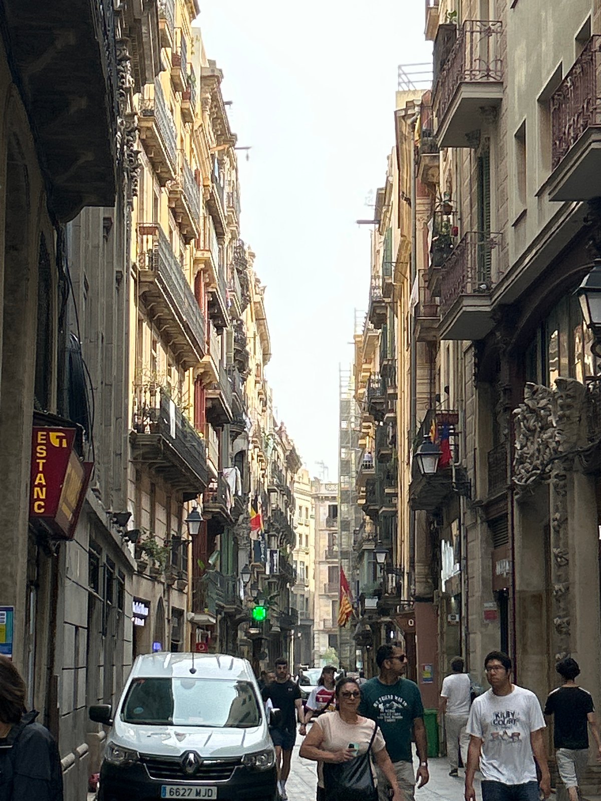 Barcelona street life captured during morning hours